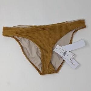 PILYQ NWat Gold Pearl Hipster Bikini Bottoms Swim Low Rise Full Coverage Large